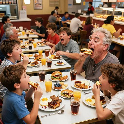 Chaotic Country Breakfast Buffet Cartoon