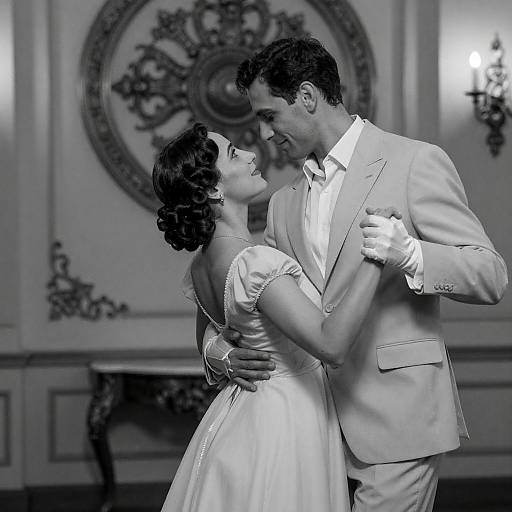 Vintage Black-and-White Romantic Dance Portrait