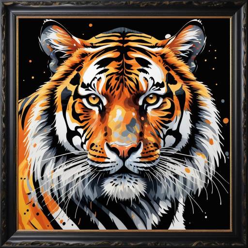 Majestic Tiger Head with Abstract Splashes Majestic Tiger Head with Abstract Splashes