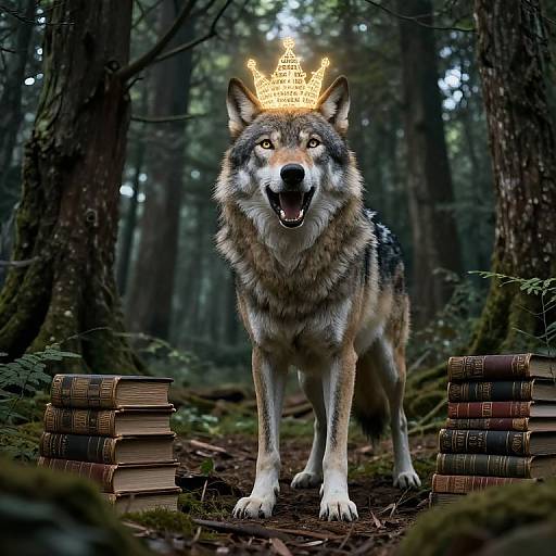 Wolf Librarian Enchants Forest of Tomes