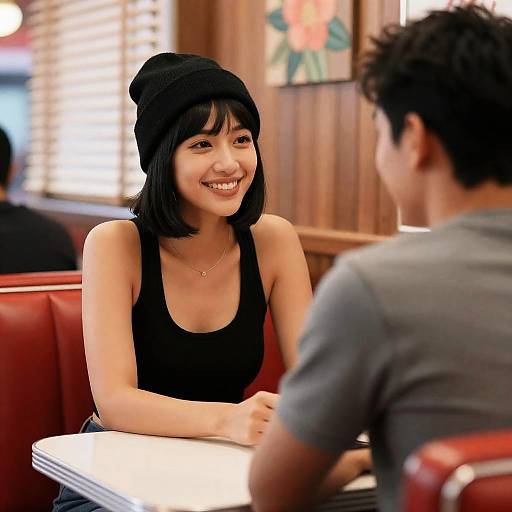 Charming Diner Scene with Smiling Couple