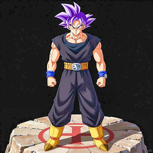 Intense Muscular Character with Purple Hair