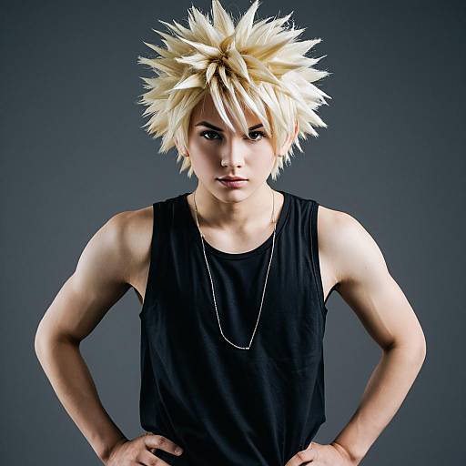 Man with Spiked Blonde Hair in Sleeveless Shirt