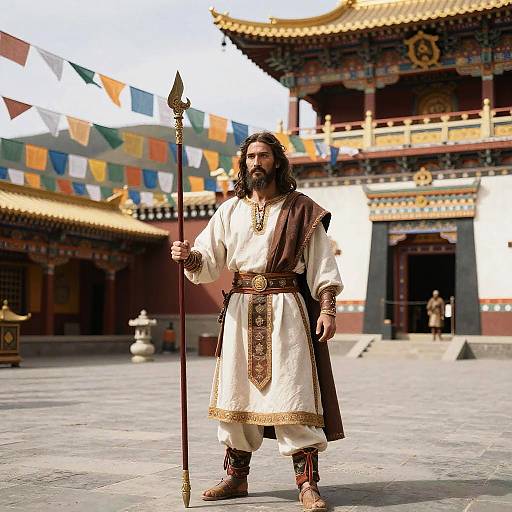 Jesus as Warrior in Sacred Courtyard