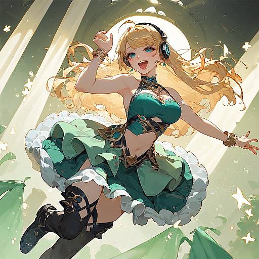 Joyful Blonde Idol Singing On Stage