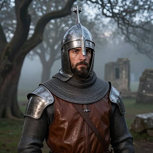 Realistic Medieval Knight Portrait at Dawn