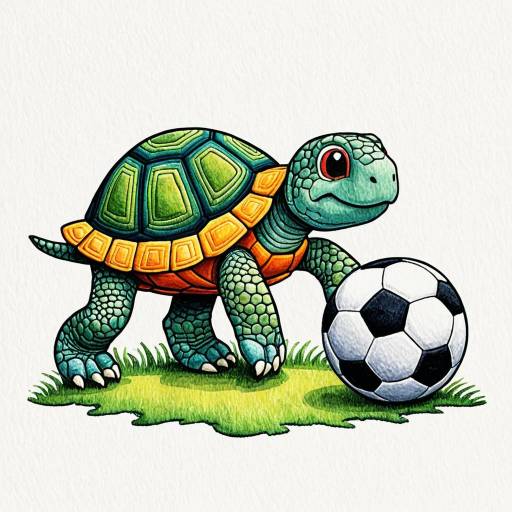 Cute Turtle Playing Soccer Illustration