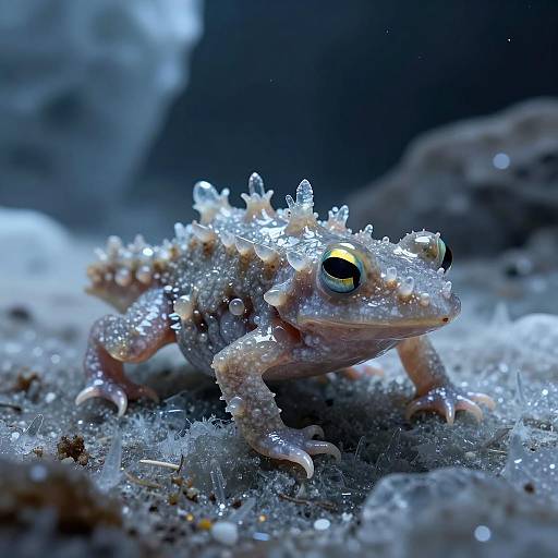 Bioluminescent Amphibious Predator in Ice Cave