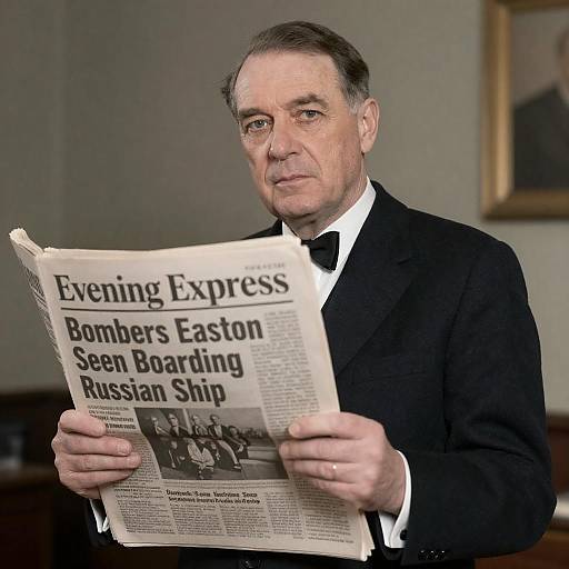 James Mason with Evening Express Newspaper