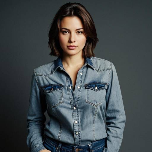 Young Woman in Denim Shirt and Jeans