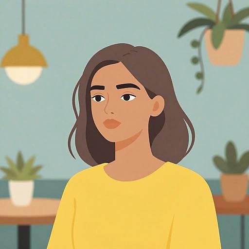 Cozy Café Portrait in Flat Vector Art