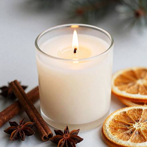 Candle with Spices and Dried Oranges