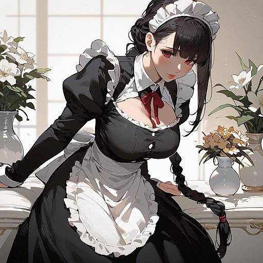 Mature Maid with Long Black Braid