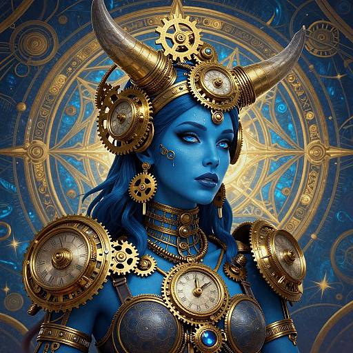 Mystical Steampunk Woman in Blue