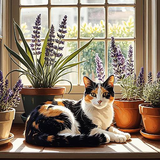 Lavender and Gold Calico Window Nap