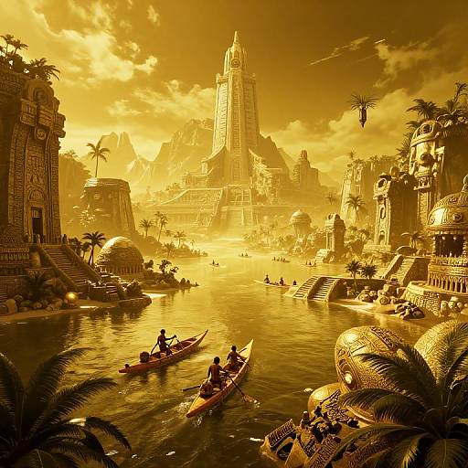Cyberpunk Mayan Adventurers Discover Gold
