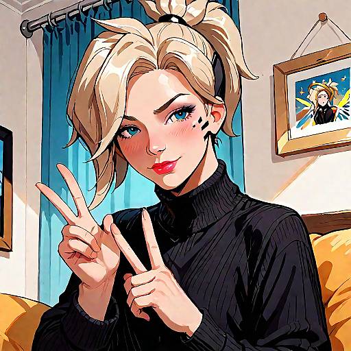 Anime Cowboy in Cozy Living Room