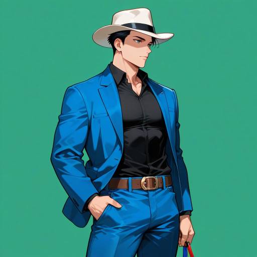 Stylish Cowboy in Blue Attire Stylish Cowboy in Blue Attire