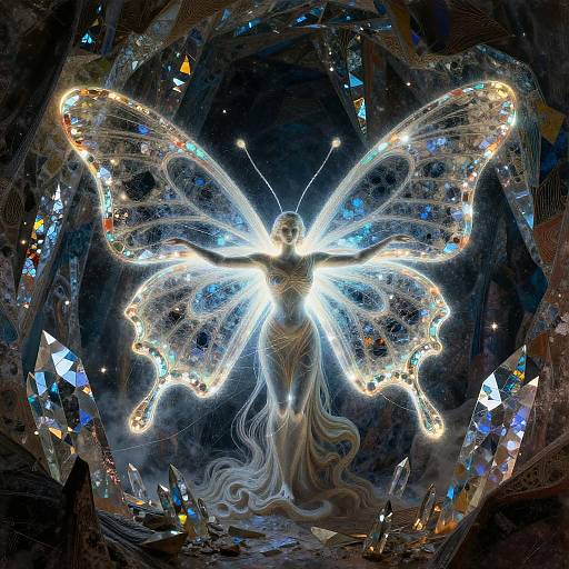 Luminescent Butterfly God in Crystal Cavern