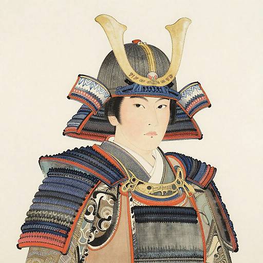 Elegant Samurai Warrior Ink Portrait