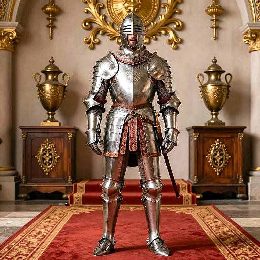 Medieval Knight in Ornate Room