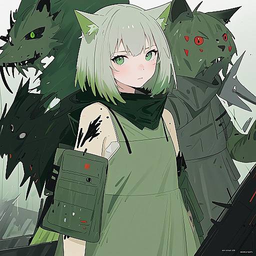 Illustration of Mon3tr (arknights), arknights in the style of Huqu