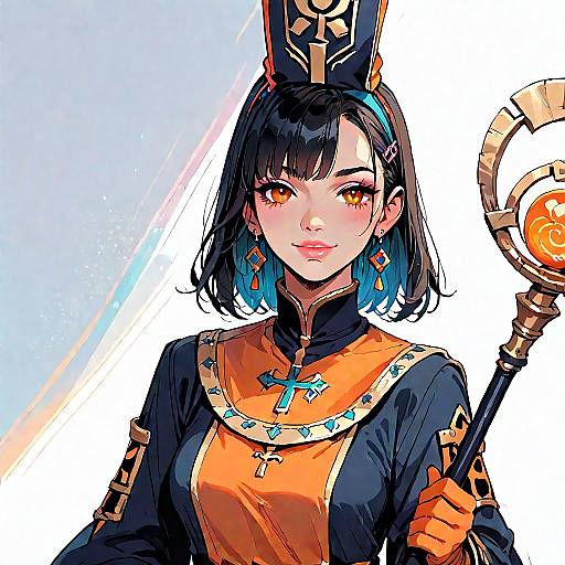 Fantasy Anime Priestess Character