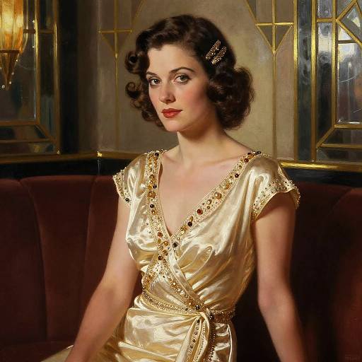1930s Elegant Satin Evening Portrait