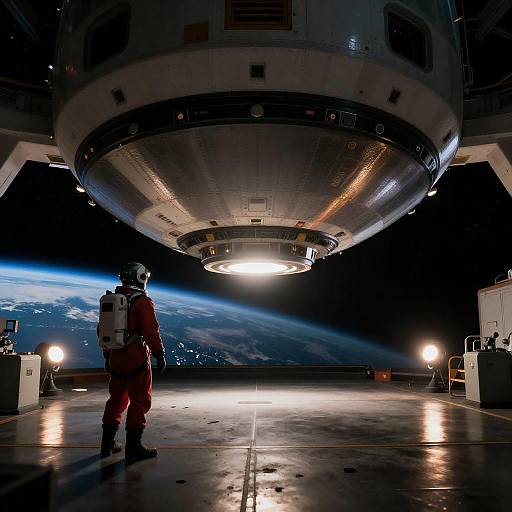 Astounding Space Station Scene with Astronaut