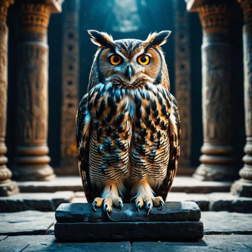 Ethereal Owl in Ancient Temple