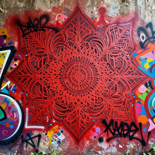 Urban Red Graffiti Art Chaos
