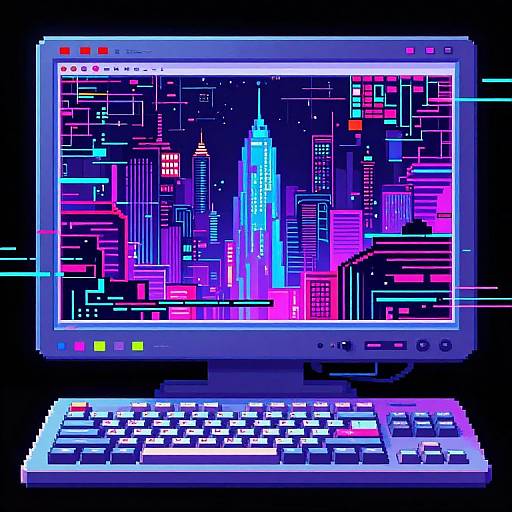 Retro Neon Cyberpunk Pixel Art