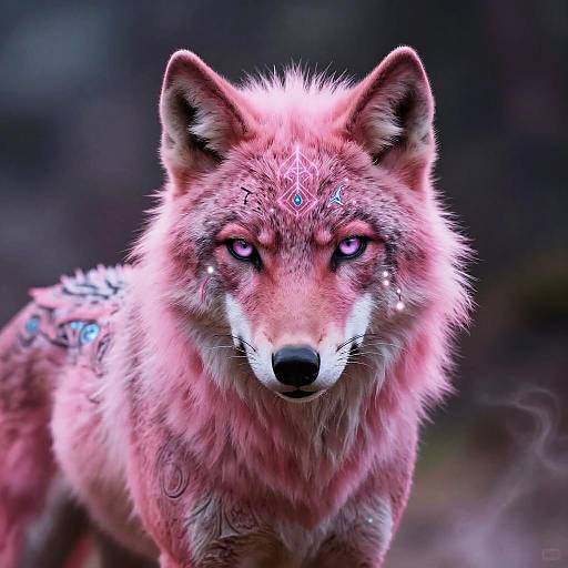 Majestic Pink Werewolf with Glowing Runes