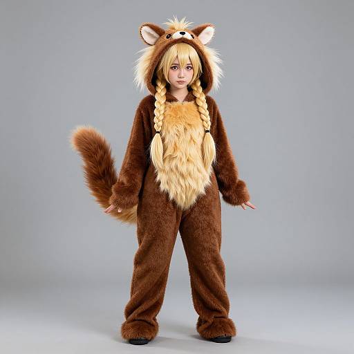 Girl in Skunk Kigurumi Costume