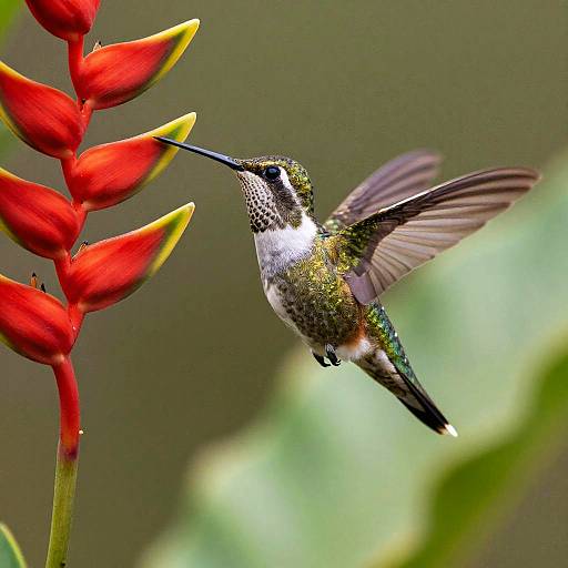 Elegant Female Hummingbird with Flowers