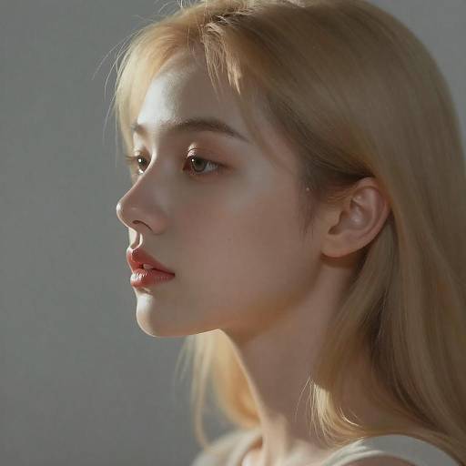 Gently Lit Blonde Profile Portrait