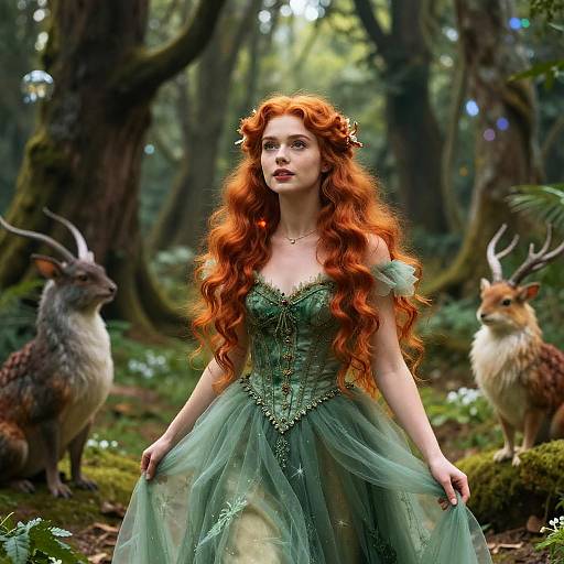 Red Hair Princess in Enchanted Forest