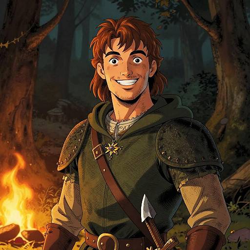 Medieval Bard Comic Portrait