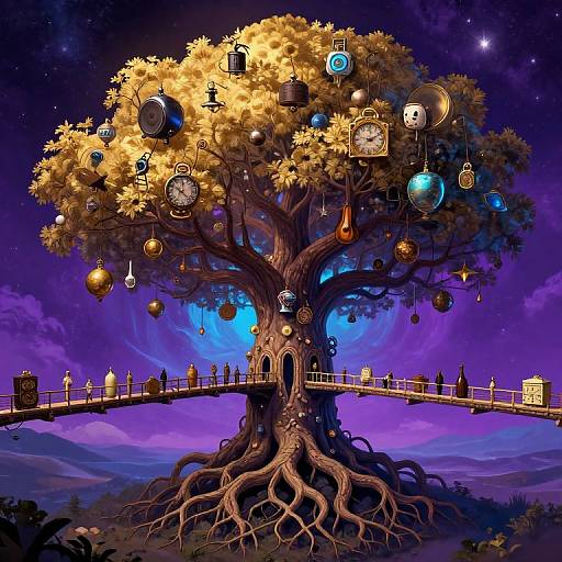 Surreal Colossal Tree Bridging Realms