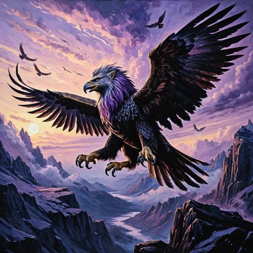 Majestic Griffon Flying at Twilight