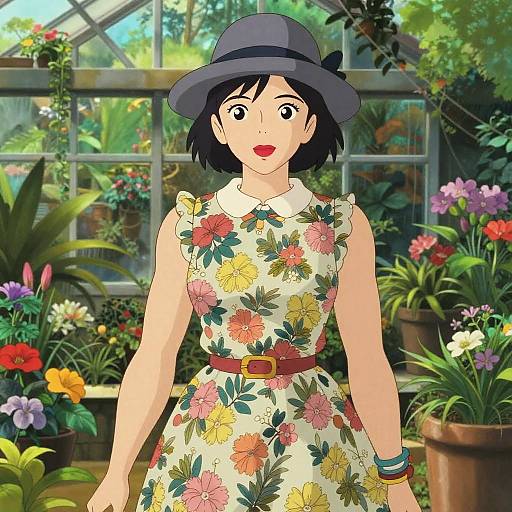 Vintage Floral Dress in Greenhouse