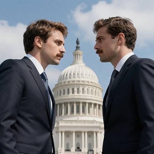 Two Men Facing Off at Capitol Building