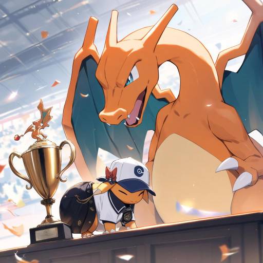 Charizard in Baseball Cap with Trophy