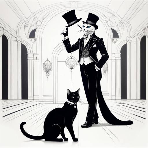 Elegant Cat in 1920s Art Deco Style