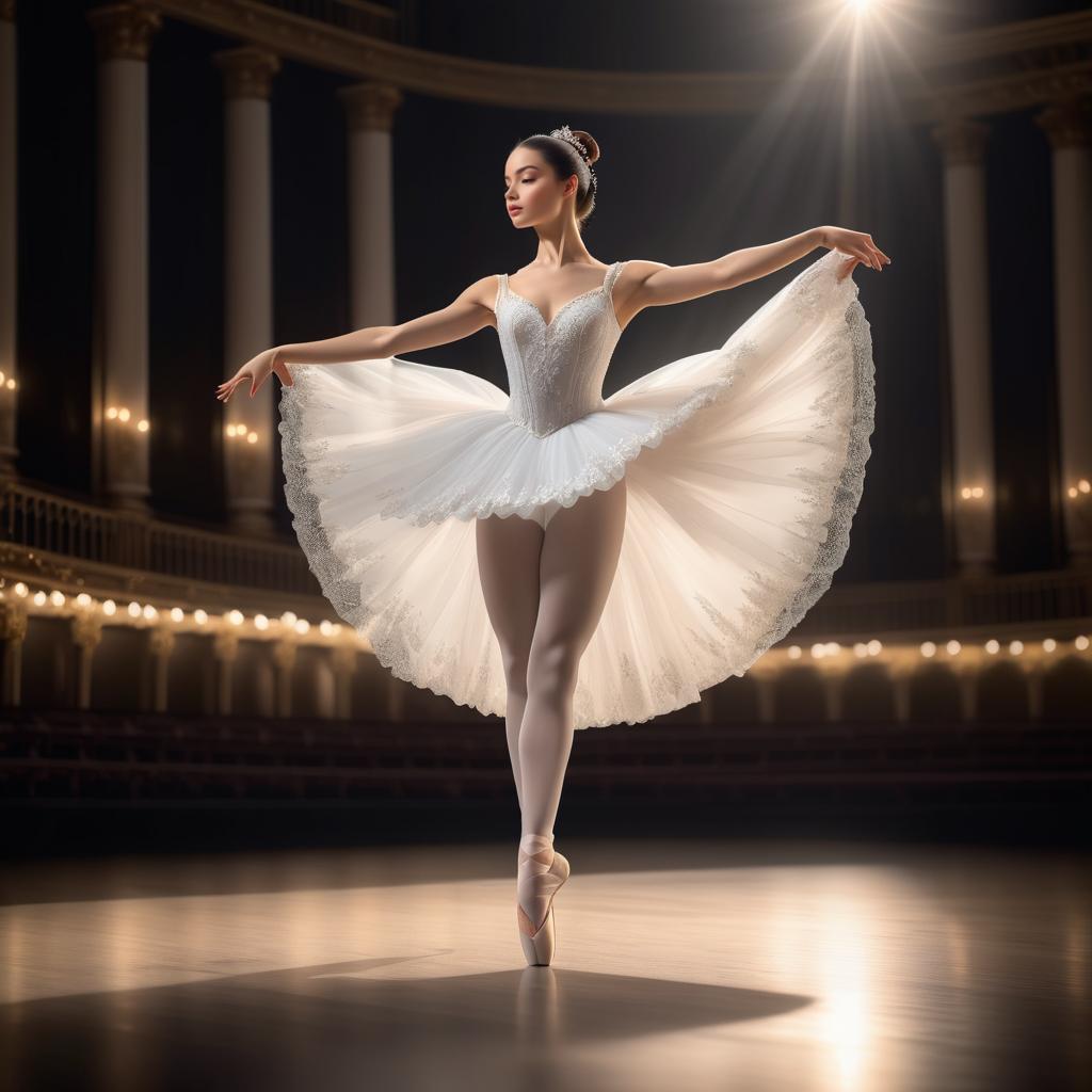 Elegant Ballerina Portrait on Theater Stage