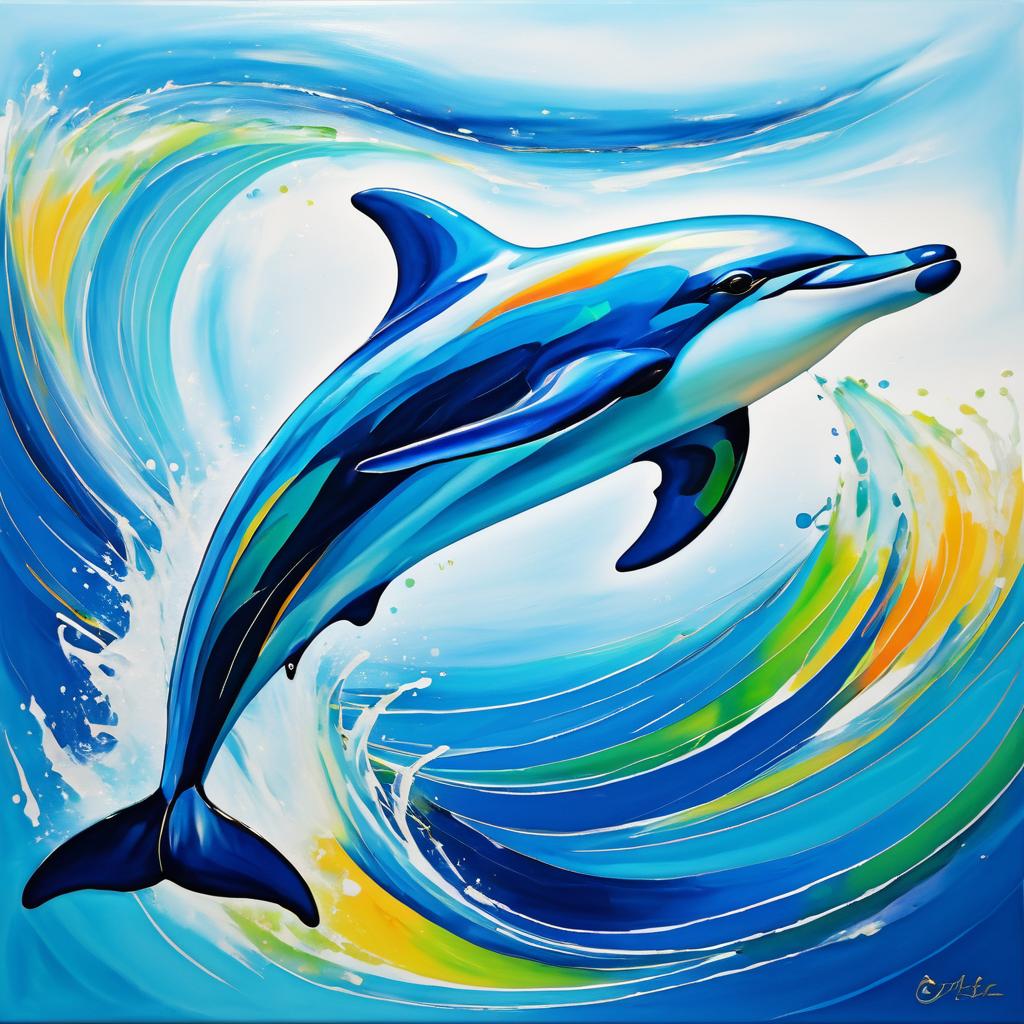 Joyful Dolphin in Oceanic Expressionism