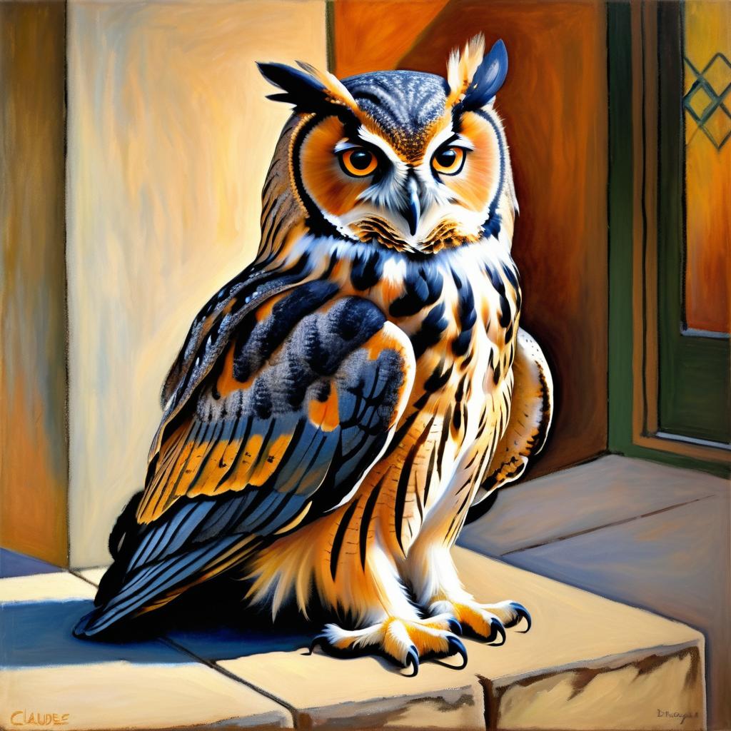 Wise Owl in Impressionist Robes