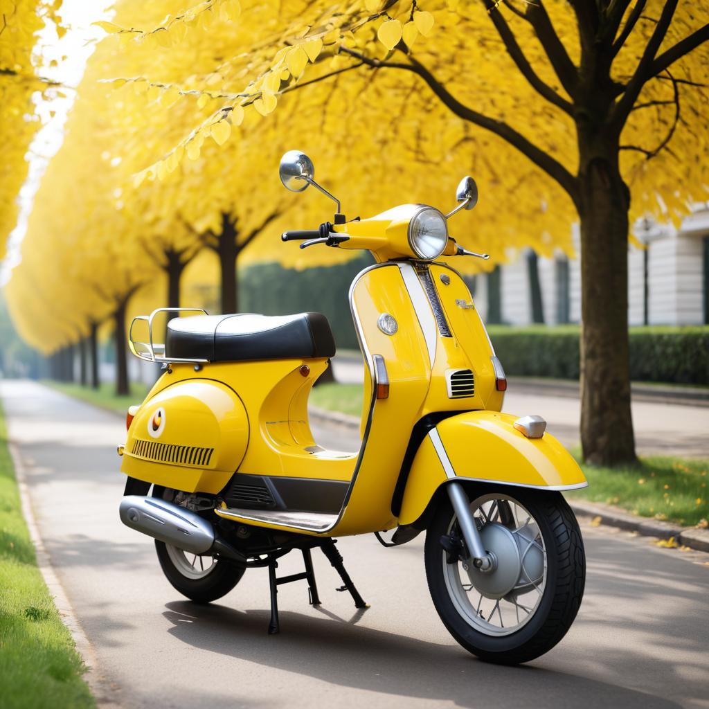 Charming Vintage Moped in Sunflower Yellow