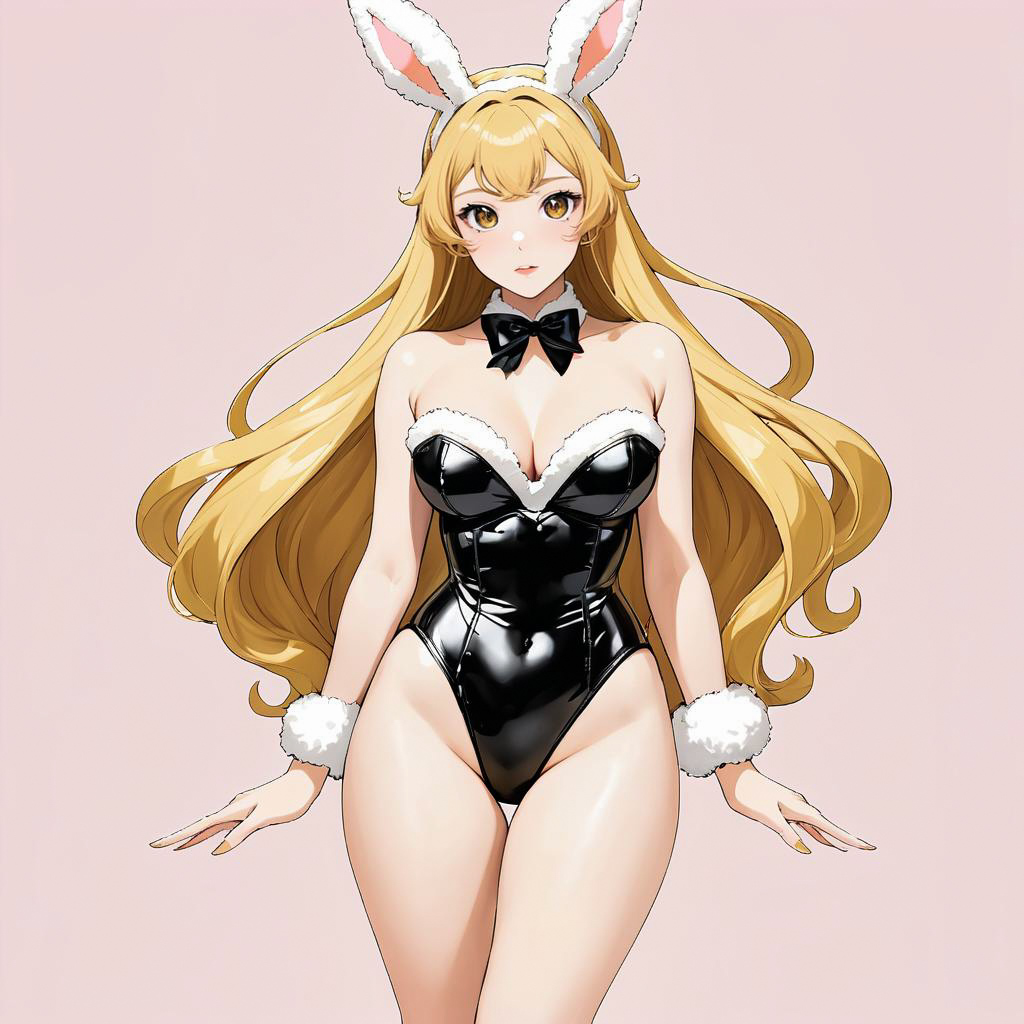 Confident Bunny Girl in Soft Pink