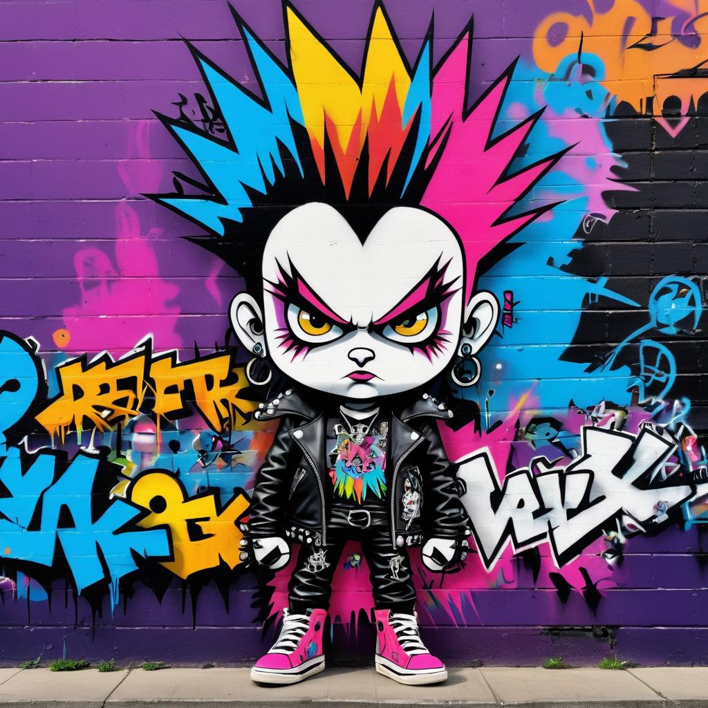 Vibrant Punk Rocker Graffiti Art